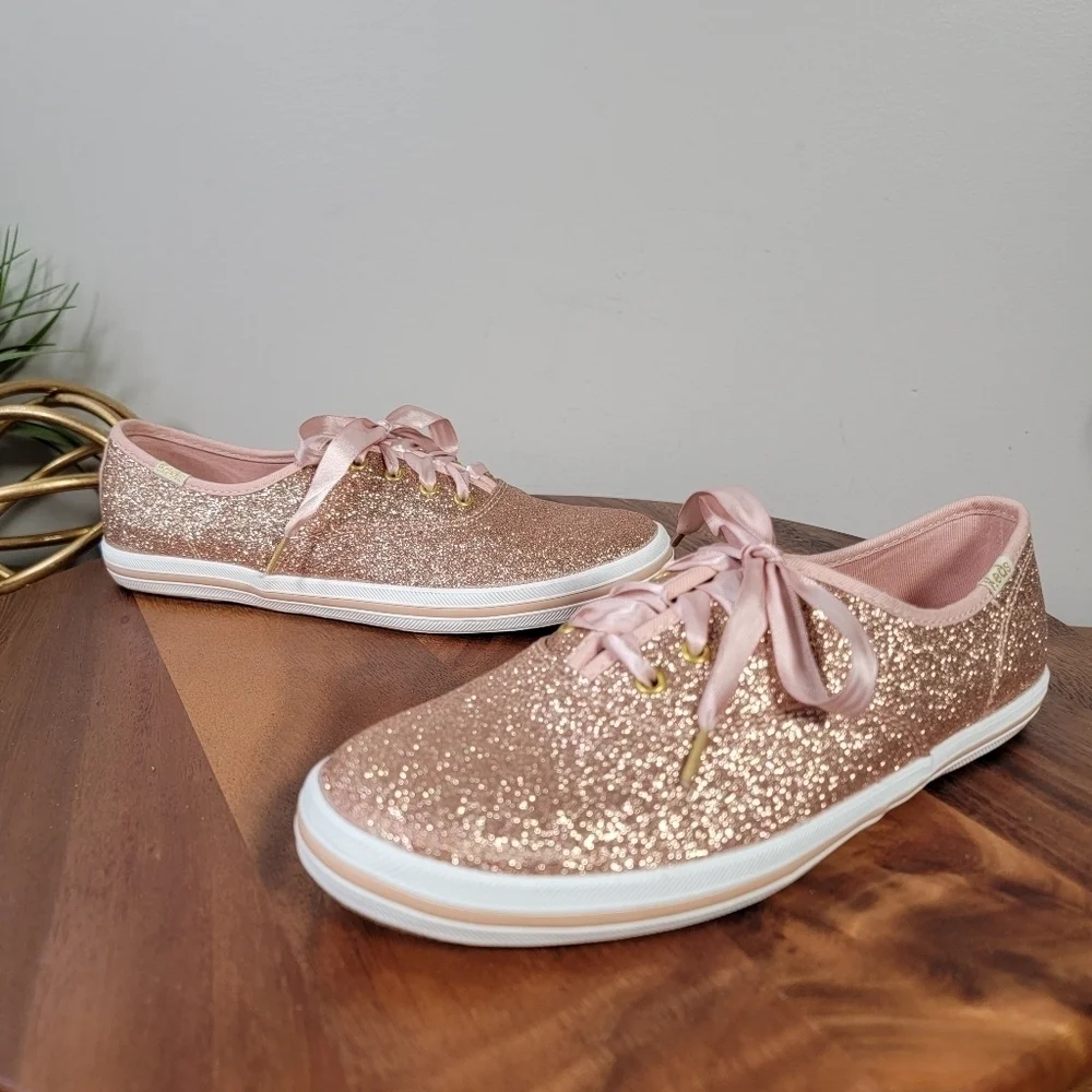Keds x Kate Spade Champion Glitter Sneakers in Pink / Rose Gold Size 5